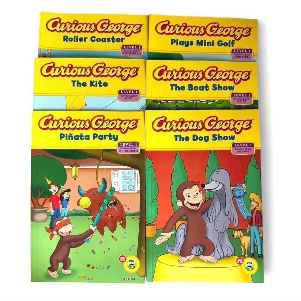 Lot of 6 Green Light Reader Curious George Beginning Level 1 Paperback Books